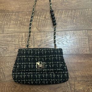 Badgley Mischka Black and Gold Crossbody Bag